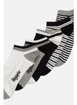 Algspar Men 5 Pairs Non Terry Ankle Socks, Black/White/Grey  - Image 2