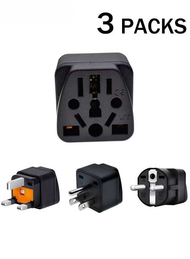 3-Pack Universal Travel Adapter Plug Converter,Multifunction International Mini 3-Pinu00262-Pin Power Wall Plug Adapter,Converts JP/AU/CN to UK/US/EU,Safeu0026Versatile Wall Charger for phones,Laptopsu0026More - Image 1