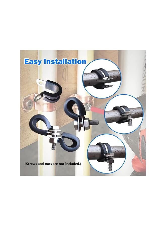 PROMASS promass 20 Pcs Rubber Lined P Clips, 16mm Cable Clamp, 5/8 Inch Stainless Steel Cable Clamp, Hose Pipe Clamps, Metal Wire Cable Loop Clamp Kit for Ship, Electrical, Automotive, Hose Cable  - Image 4