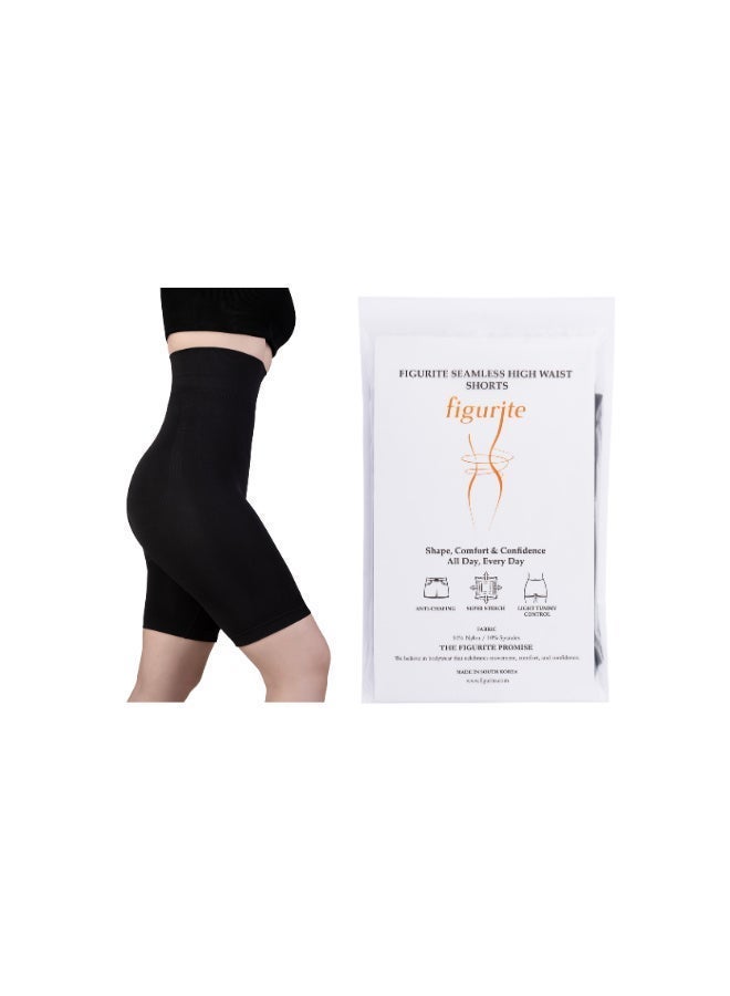 فیکورایت شورت **Figurite** بدون خياطة وبحزام عريض – مشد ناعم لتنسيق الفخذين والوركين مع شد خفيف للبطن – باللون الأسود، بمرونة رباعية الاتجاهات وراحة عالية، وقماش قابل للتنفس - Image 2