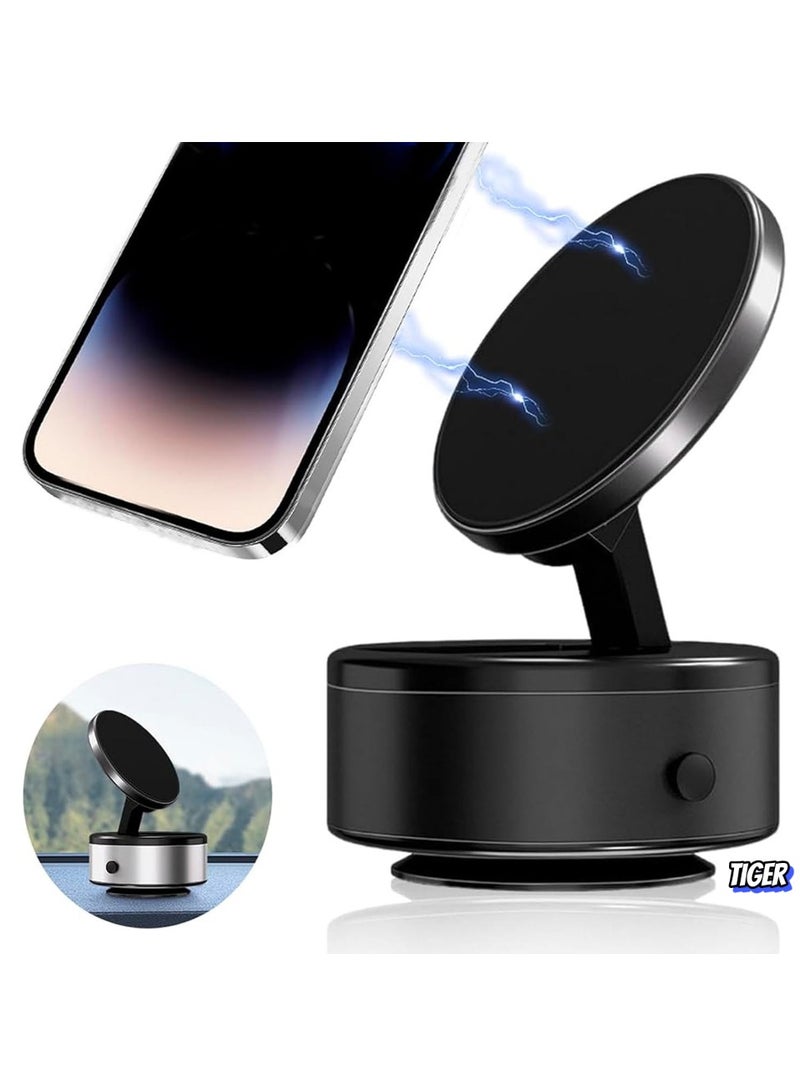 TIGER 360° Rotatable Car Magnetic Phone Holder, Electric Magnetic Suction Car Phone Mount, Universal Magnetic Car Mount Ultra (Black) – Strong Grip, Easy Installation, Compatible with All Smartphones - Image 1