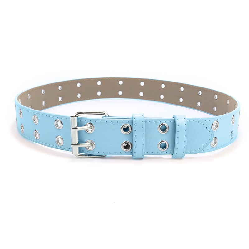 Kids Punk Belt Double Grommet Jeans Accessory Sky Blue