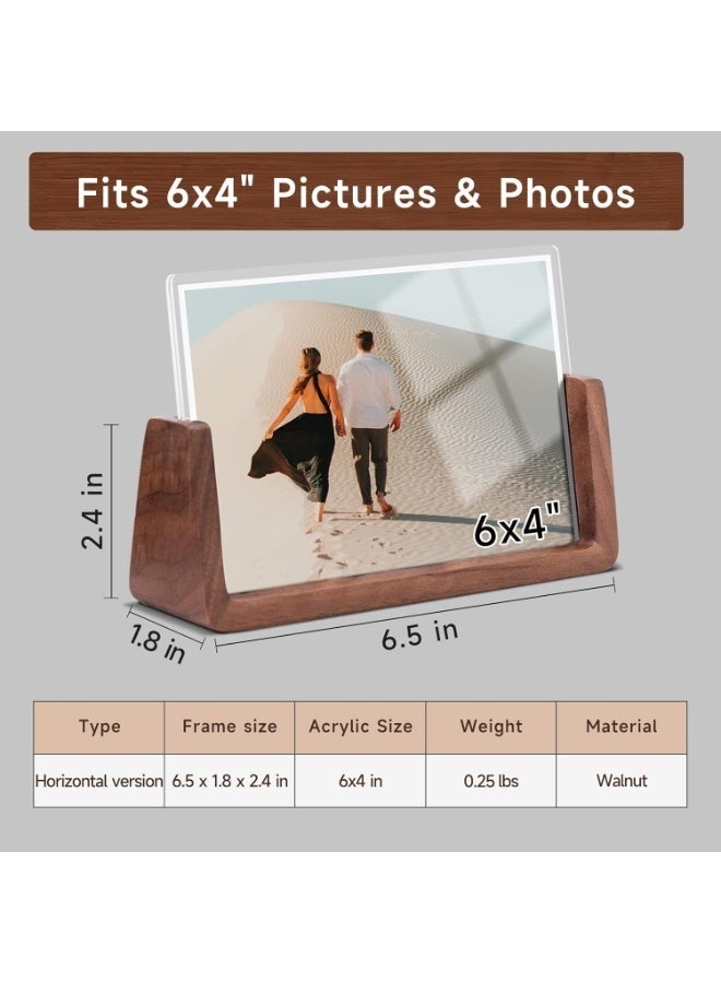 Arabest إطارات صور 4x6، إطارات صور خشبية ريفية صلبة مع قاعدة من خشب الجوز وأغطية زجاج أكريليك عالية الدقة، للعرض على الطاولة أو المكتب - Image 3