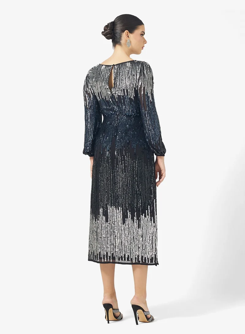 Amelia Rose  Embellished Sequin Midi Dress for Women | Best Price UAE