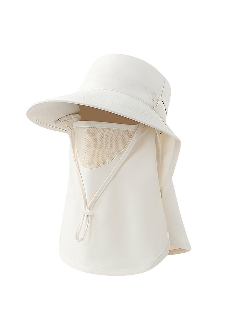 Mmmon Sun Hat for Women with Neck Flap, UV Protective Hiking Fishing Hats, Wide Brim Sun Hat (White) - Image 1