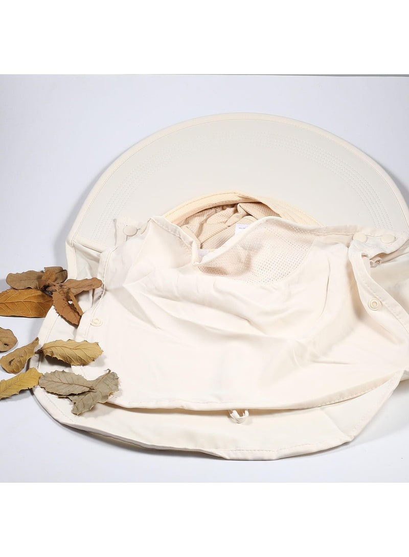 Mmmon Sun Hat for Women with Neck Flap, UV Protective Hiking Fishing Hats, Wide Brim Sun Hat (White) - Image 2