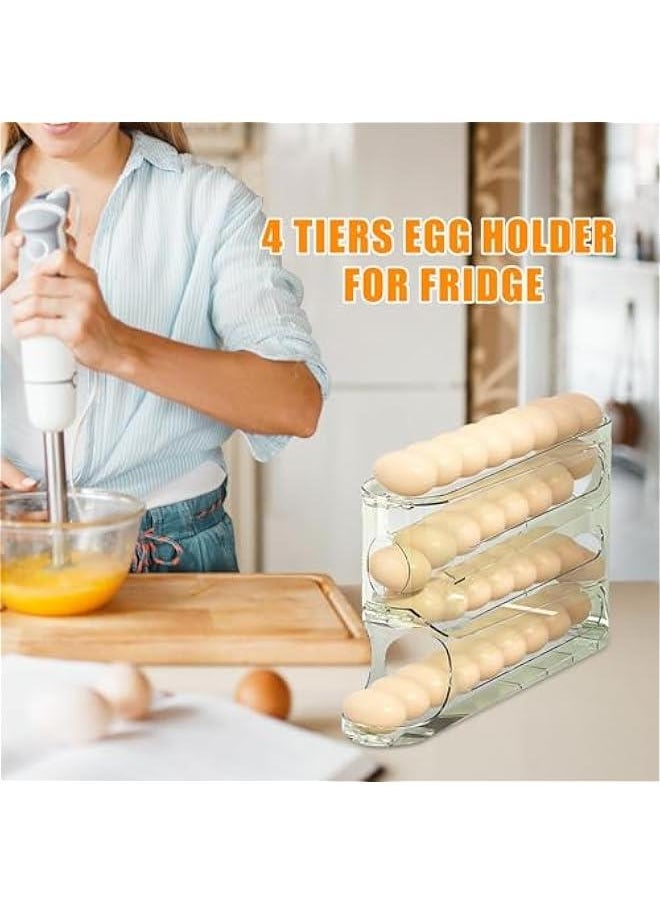 Generic - 4 Tier Egg Holder for Fridge - Egg Container Box - 30 Eggs Organizer for Refrigerator Storage, Automatic Scrolling Egg Holder, Space-Saving Egg Dispenser - Image 1