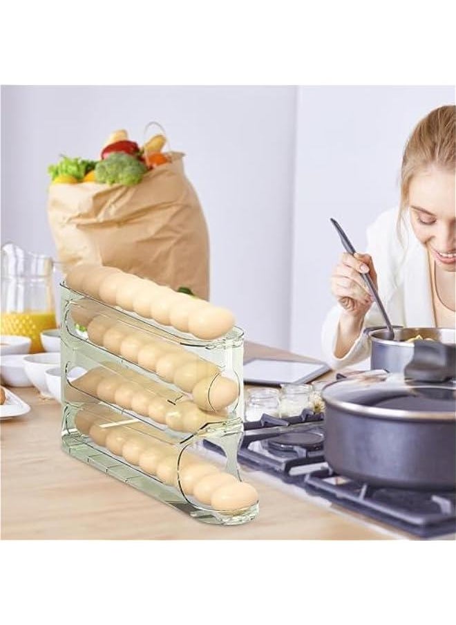 Generic - 4 Tier Egg Holder for Fridge - Egg Container Box - 30 Eggs Organizer for Refrigerator Storage, Automatic Scrolling Egg Holder, Space-Saving Egg Dispenser - Image 1