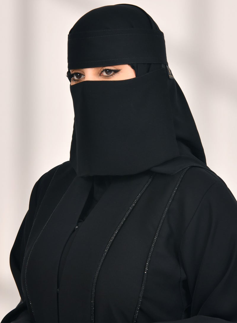 عبايات حوراء نقاب بمطاط واحد قصير جداً بربطة اغلاق - Image 2