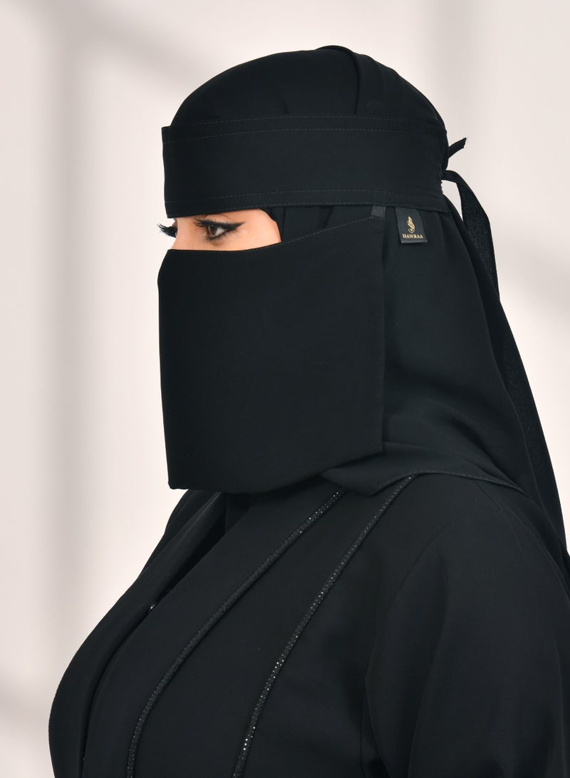 عبايات حوراء نقاب بمطاط واحد قصير جداً بربطة اغلاق - Image 3