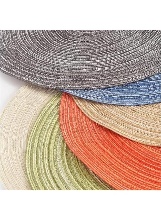 HOOKOR Round Placemats Set of 6 for Dining Tables 15 inch Cotton Braided Placemats Washable Reversible for Kitchen Holiday Party, Brown  - Image 2