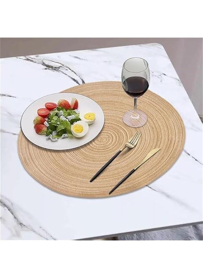 HOOKOR Round Placemats Set of 6 for Dining Tables 15 inch Cotton Braided Placemats Washable Reversible for Kitchen Holiday Party, Brown  - Image 4