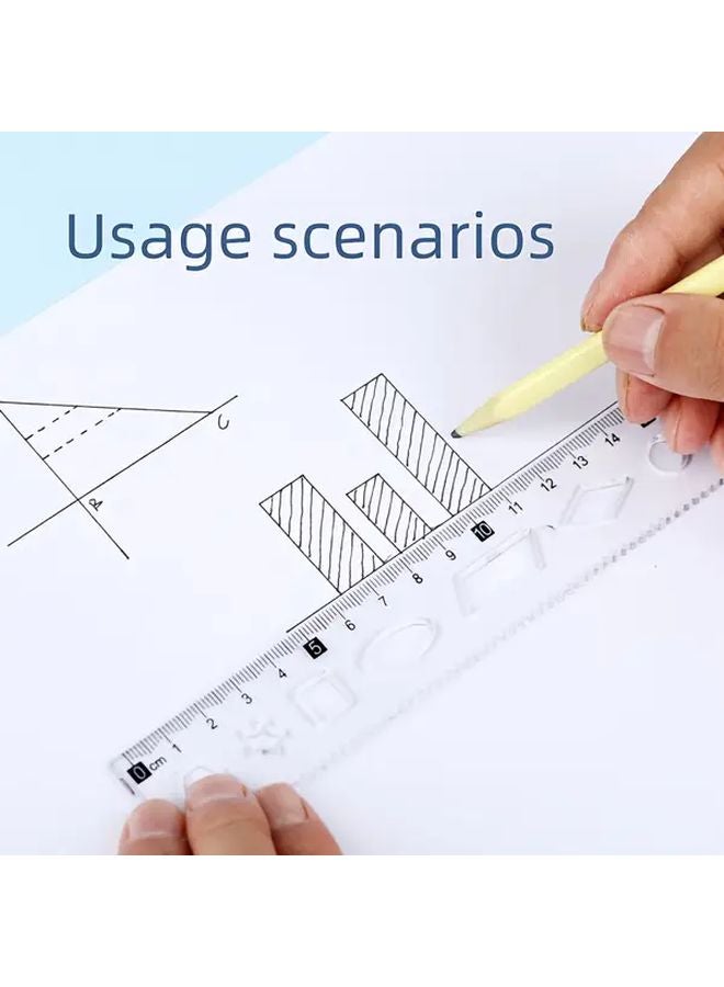 5pcs 7.87 Inch Blue Soft Geometric Ruler Set Wavy Line Drawing Template Smooth Edge Plastic Measuring Tool - Image 5