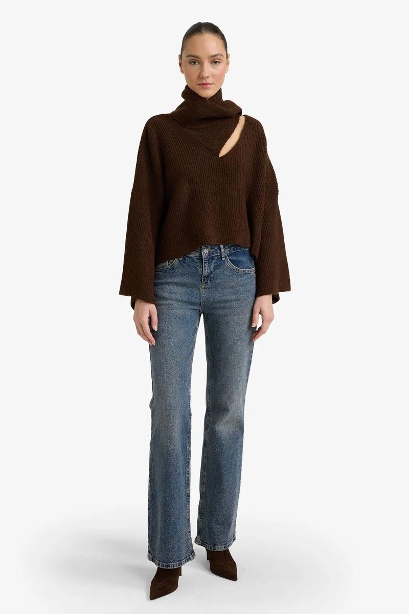 Defacto Oversize Fit Shawl Collar Knitwear Pullover