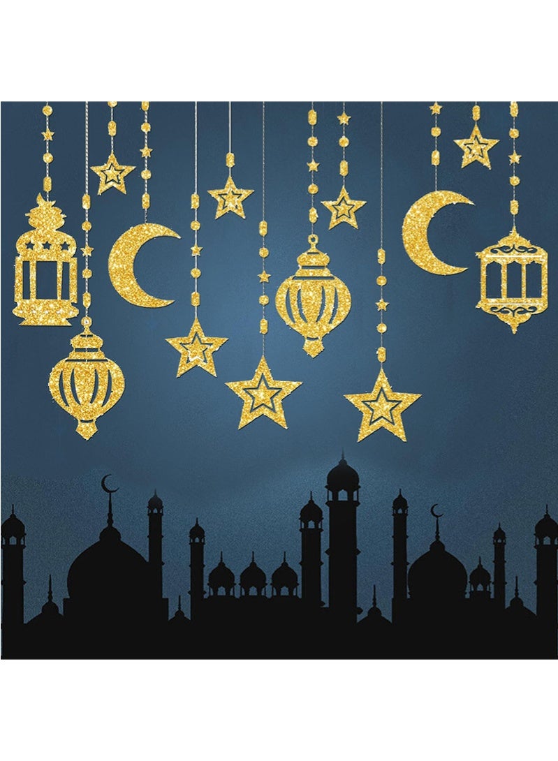 توبيتش زينة رمضان، زينة رمضان معلقة على شكل قمر لامع ونجمة فانوس حفلة زينة رمضان للمنزل غرفة المعيشة غرفة النوم - Image 2