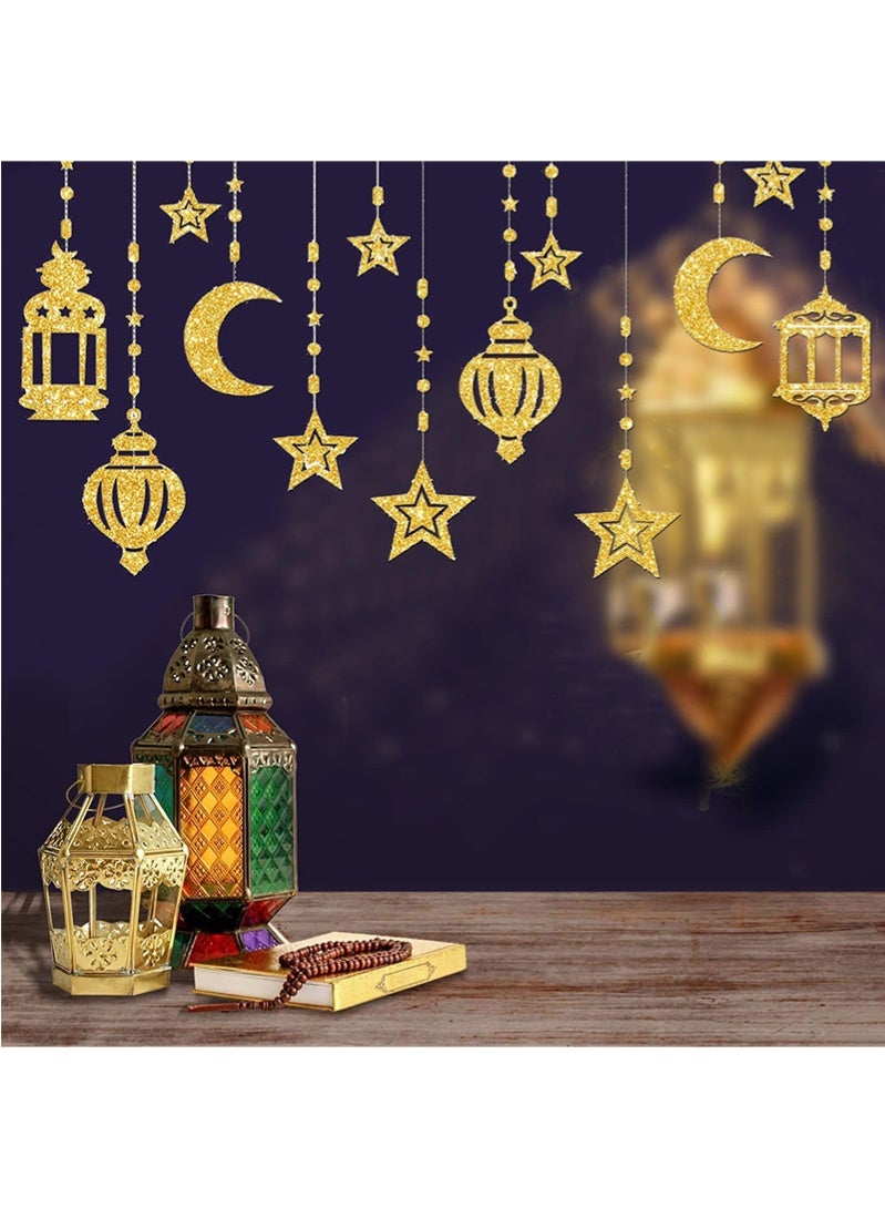 توبيتش زينة رمضان، زينة رمضان معلقة على شكل قمر لامع ونجمة فانوس حفلة زينة رمضان للمنزل غرفة المعيشة غرفة النوم - Image 3