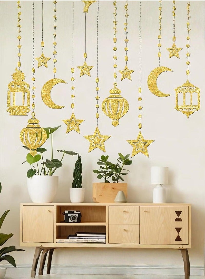 توبيتش زينة رمضان، زينة رمضان معلقة على شكل قمر لامع ونجمة فانوس حفلة زينة رمضان للمنزل غرفة المعيشة غرفة النوم - Image 1