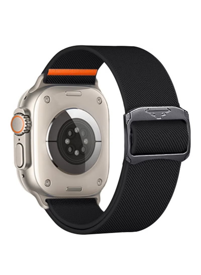 Soft Nylon Elastic Braided Strap, Smart Watch Watchband for Apple Watch Ultra 2, Apple Watch Series 10/9/8/7/6/5/4/3 Black, 42/44/45/46/49mm - Image 1