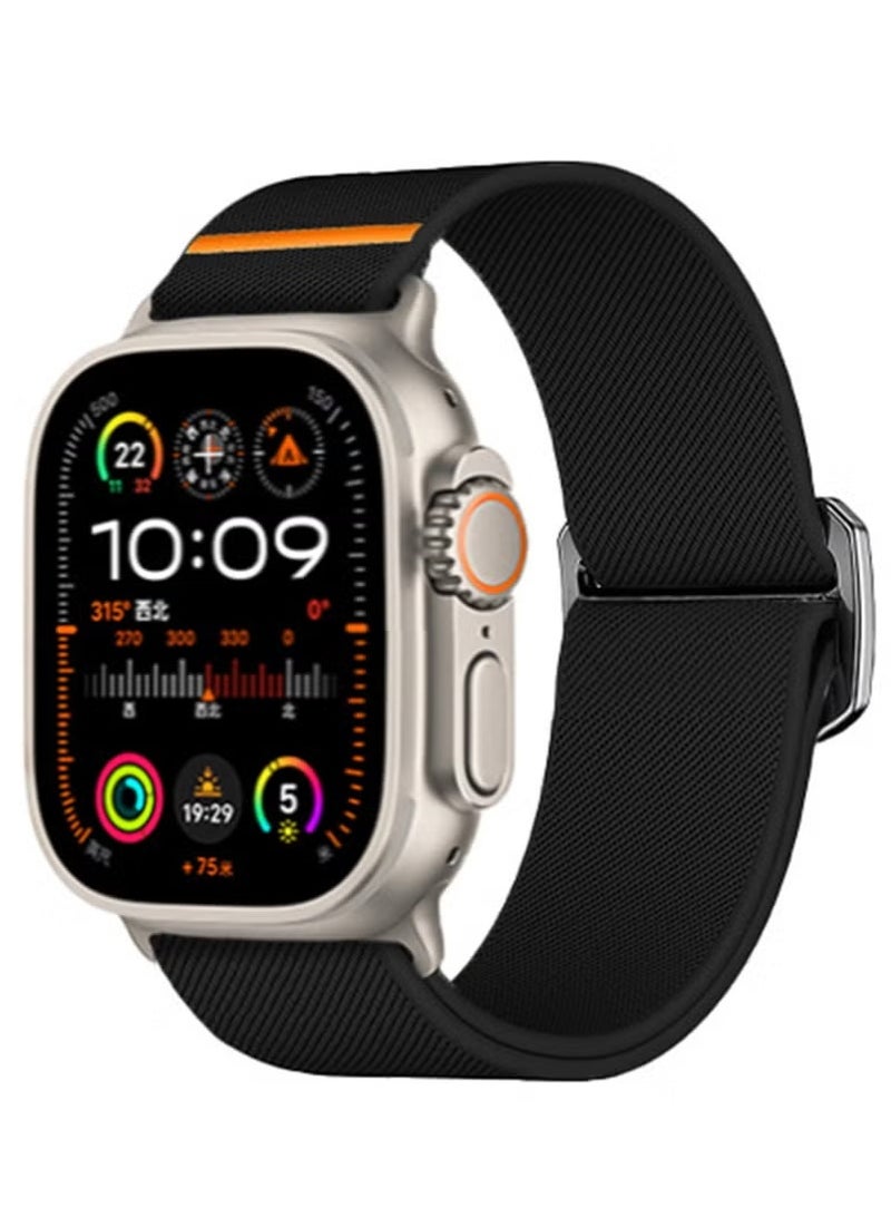 Soft Nylon Elastic Braided Strap, Smart Watch Watchband for Apple Watch Ultra 2, Apple Watch Series 10/9/8/7/6/5/4/3 Black, 42/44/45/46/49mm - Image 2