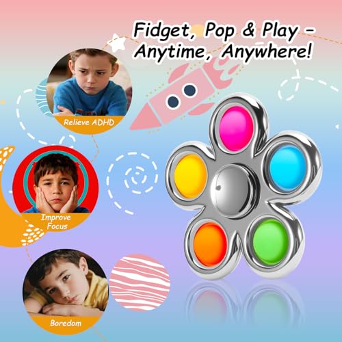 FIGROL Fidget Toys 3 PackPop Fidget Spinner for Kids Adults Relieves Stress and Calm DownSensory Toys for Kids with Autism ADHD ToysSilver - Image 5