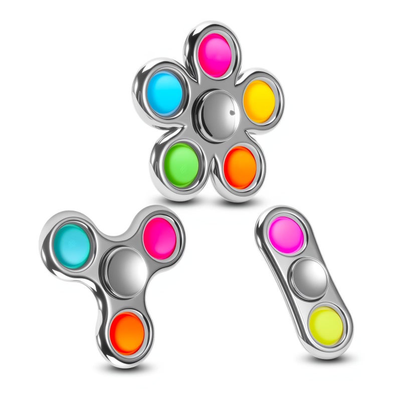FIGROL Fidget Toys 3 PackPop Fidget Spinner for Kids Adults Relieves Stress and Calm DownSensory Toys for Kids with Autism ADHD ToysSilver - Image 3