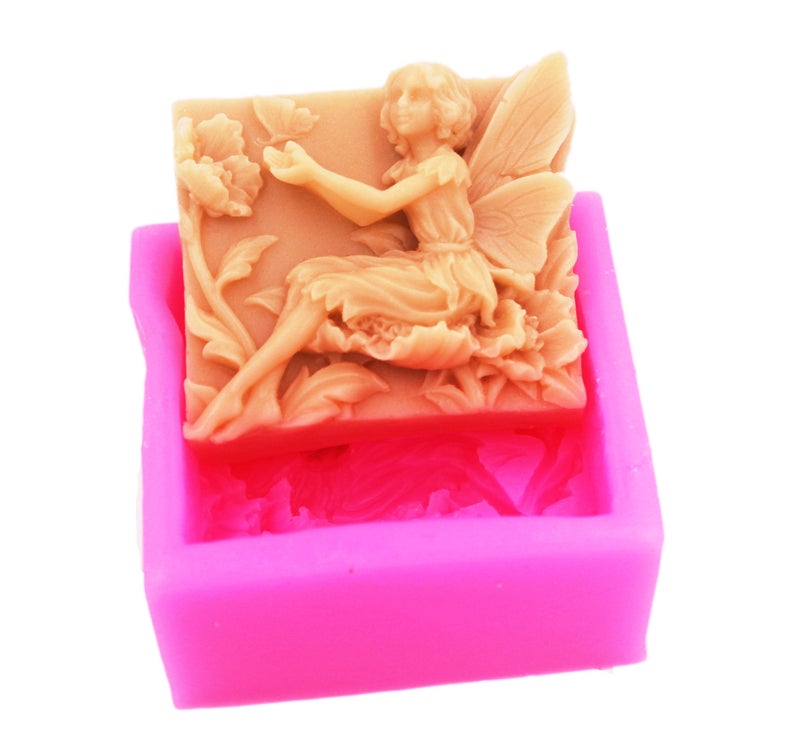 Longzang Fairy Flowers Play with Butterfly Art Silicone Craft DIY Handmade Soap Molds S047
