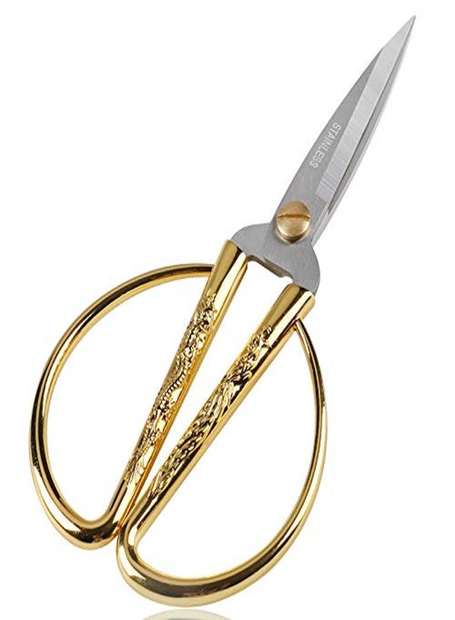 Wasan Gold Plated Dragon and Phoenix Relief Design Bonsai Scissors, Chinese Shears Household Traditional Scissors for Sewing, Art Craft, Food Paper Cutting - 2 Packs (5" and 6") - Image 2