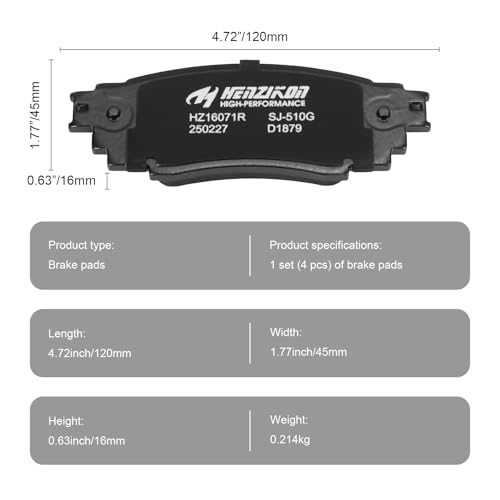 HYFTJYZ Ceramic Rear Brake Pads Set Compatible with 2016-2022 Lexus RX350;2019-2022 RX350L;2016-2022 RX450h;2018-2022 RX450hL All Models (D1879) - Image 5