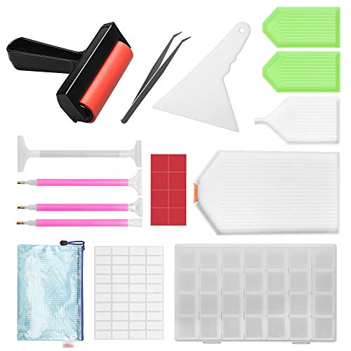 Tomorotec Complete 5D Diamond Painting Kit Tool, Diamond Painting Accessories, Light Drill Pens, Fix Tools Aligning Repair, Painting Roller, Storage Box, Plastic Tray Kits for DIY Craft - Image 1