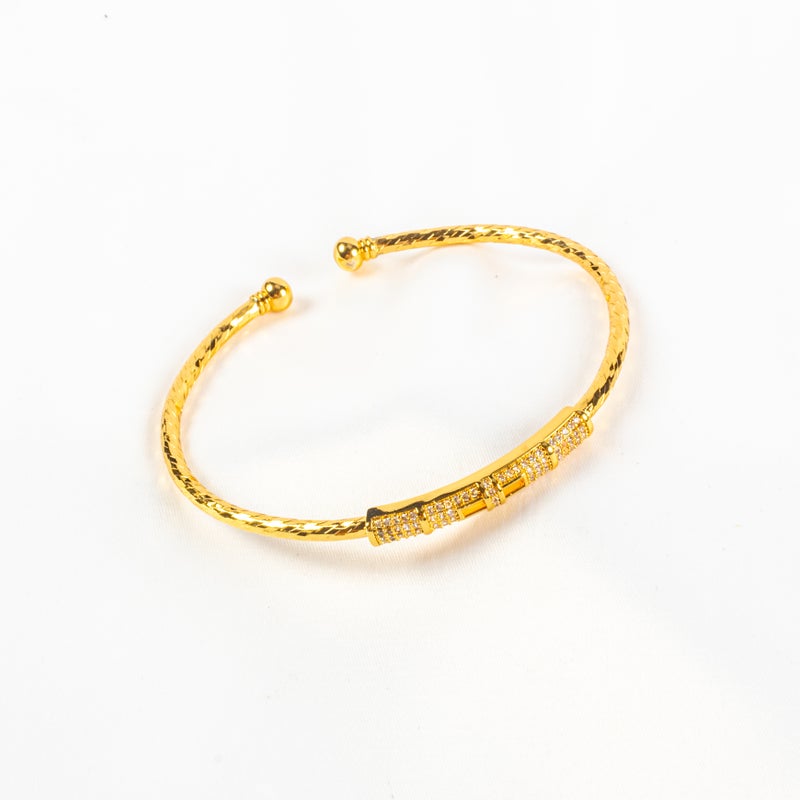 مجموعة من 3 أساور ذهب صيني مرصعة بفصوص الزيركون ذهبي وفضي وروز جولد - Image 4