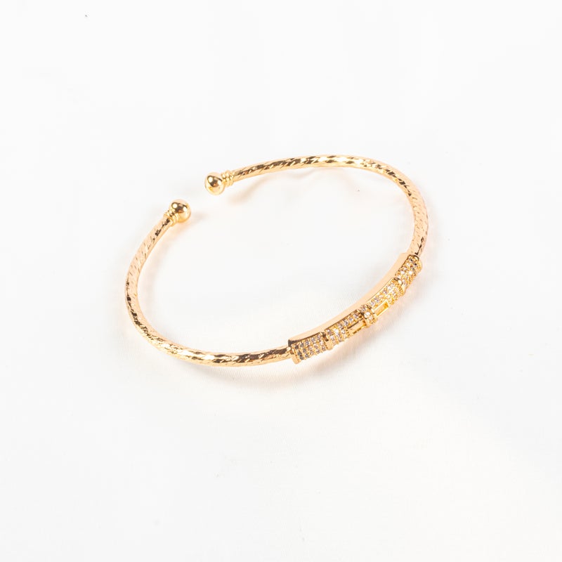 مجموعة من 3 أساور ذهب صيني مرصعة بفصوص الزيركون ذهبي وفضي وروز جولد - Image 2