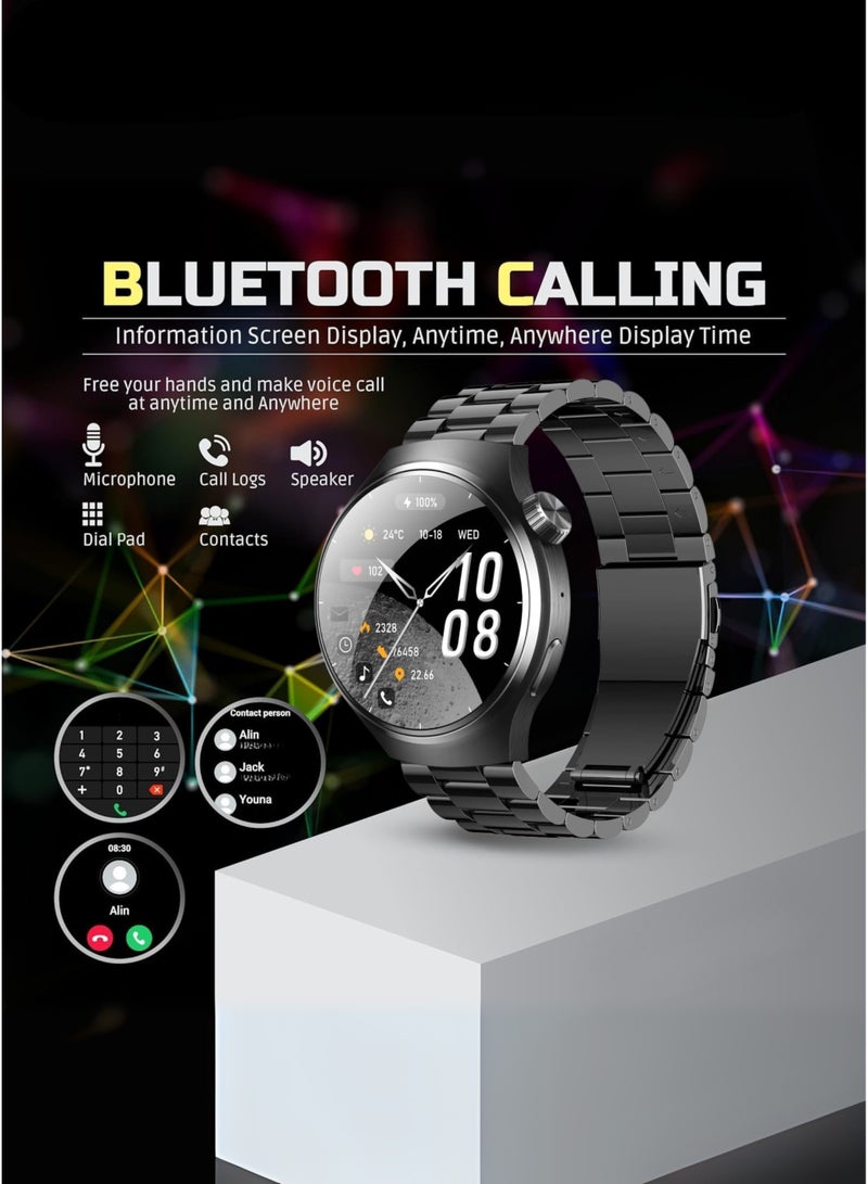 WISME Wisme X38 MAX Smart Watch | Round HD Ceramic Display | Long Battery Life | 3 Premium Straps (2 Silicone + 1 Metal) | Bluetooth Calling | Health Monitor & Fitness Tracker | Sleek Design for Men & Women  - Image 4