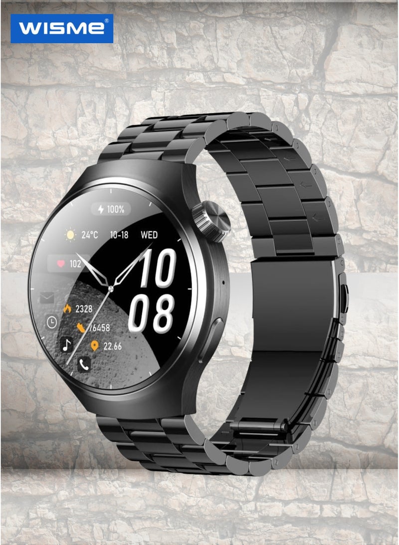 WISME Wisme X38 MAX Smart Watch | Round HD Ceramic Display | Long Battery Life | 3 Premium Straps (2 Silicone + 1 Metal) | Bluetooth Calling | Health Monitor & Fitness Tracker | Sleek Design for Men & Women  - Image 1