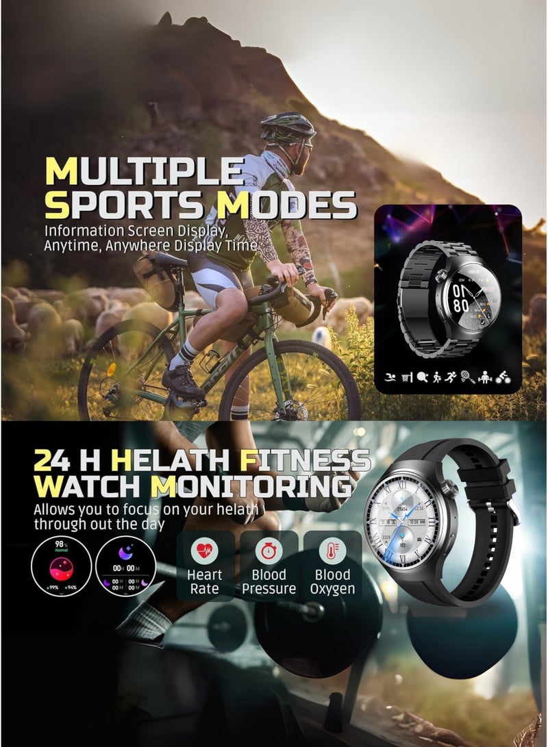 WISME Wisme X38 MAX Smart Watch | Round HD Ceramic Display | Long Battery Life | 3 Premium Straps (2 Silicone + 1 Metal) | Bluetooth Calling | Health Monitor & Fitness Tracker | Sleek Design for Men & Women  - Image 5
