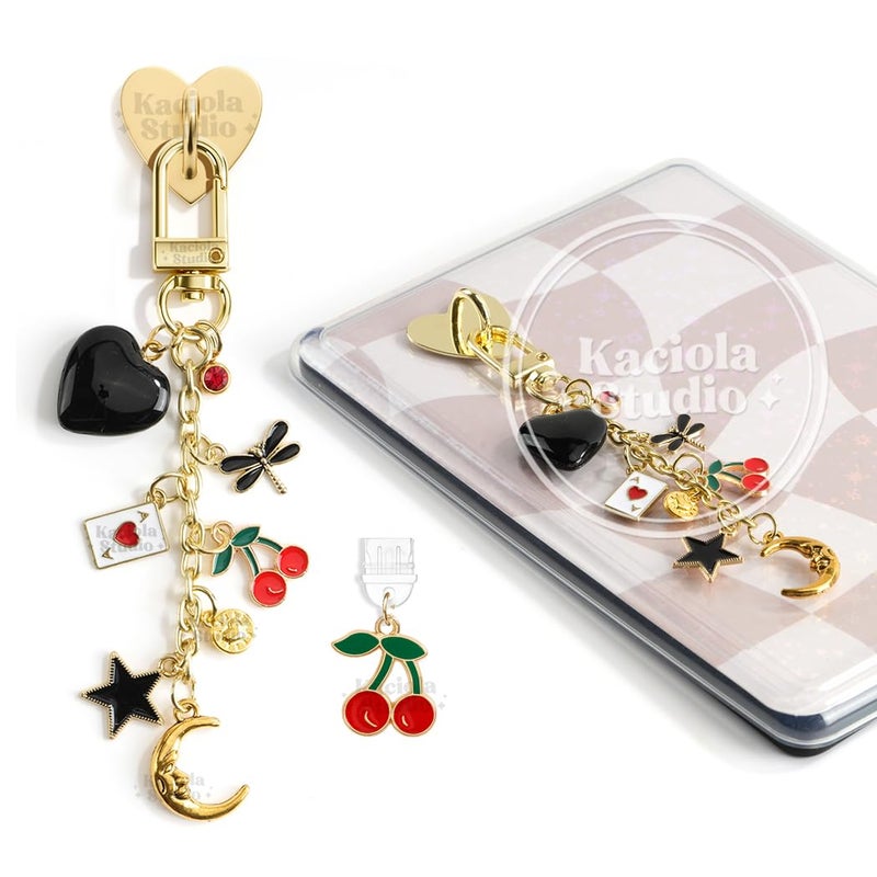 Kaciola Charm Chains for E-Reader with a Type C Charm, Moon Chain Cherry Pendant Cute E-reader Phone Charms Bracelets Accessories Gift for Reader Booklovers, Charms Compatible for E-Reader (E01) - Image 1