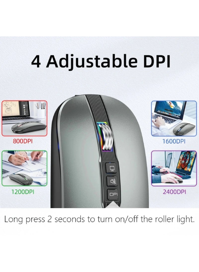 Arizone S09 Wireless Mouse, Rechargeable Wireless Silent Mouse, 2.4G Portable USB 2400 Dpi Optical Wireless Computer Mouse with USB Receiver - Image 3