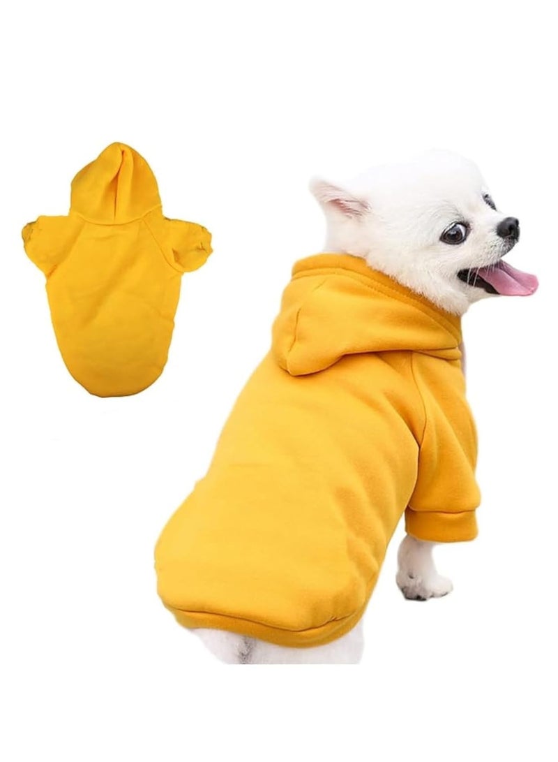 The Bros Dog Hoodies Pet Small Dog Sweater Yellow Warm Soft Fleece Sweatshirts Winter Puppy Cat Sweaters Hooded Clothes for Small Dogs Chihuahua Outfits Yorkies French Bulldog Costume(L,Yellow)