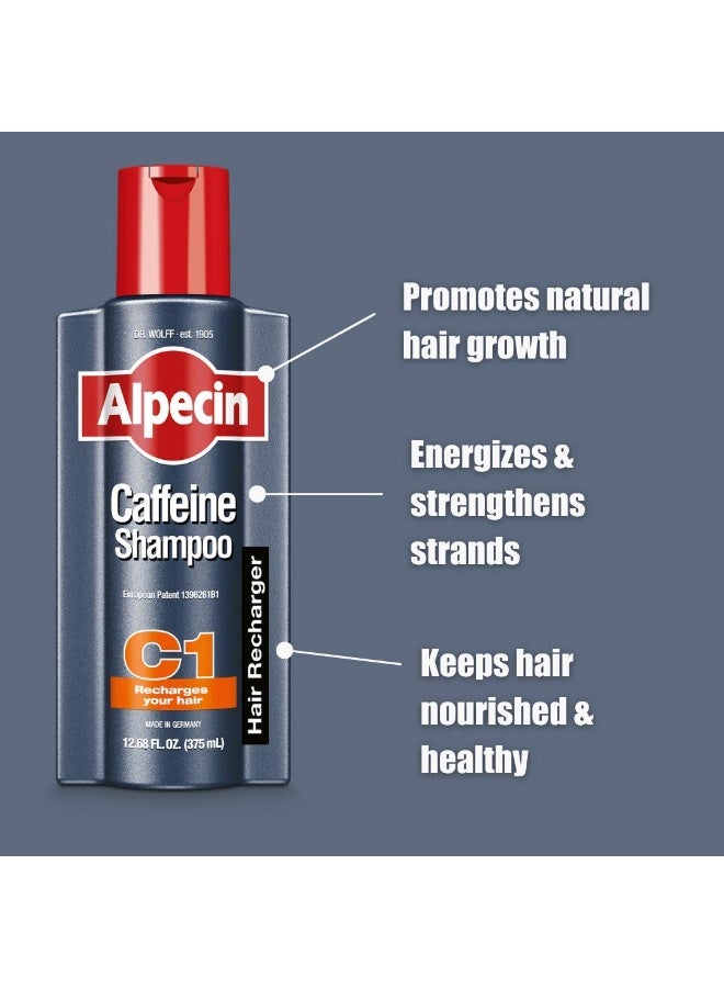 ألبيسين شامبو الكافيين ألفيسين C1، 8.45 أونصة سائلة (عبوة من 2) شامبو طبيعي للرجال لنمو الشعر الخفيف مع النياسين وزيت الخروع - Image 3