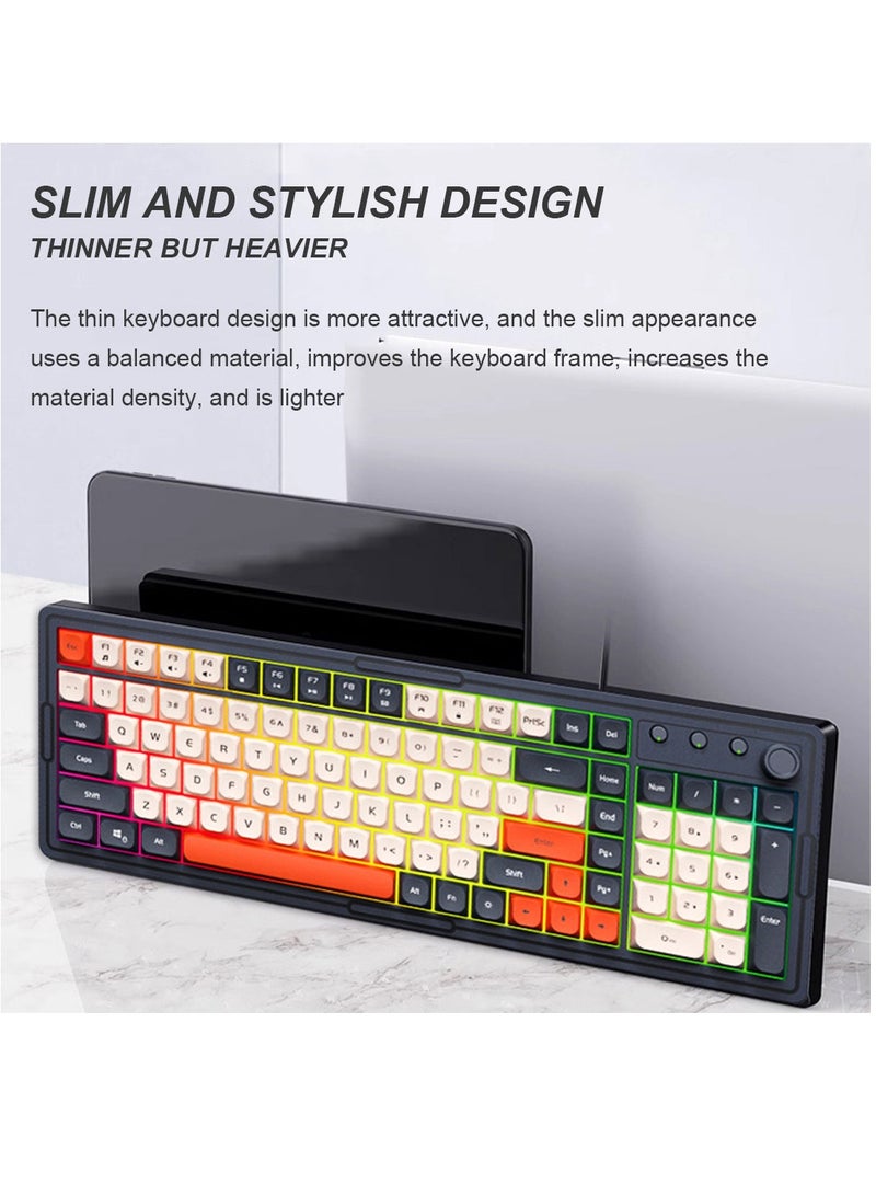 Forev Wired Membrane Keyboard and Mouse Set with RGB Backlit, Mechanical Feel, Floating Keycaps, Silent and Waterproof Design, 4-Speed DPI Adjustable for Office Work Gaming - Black White  - Image 2