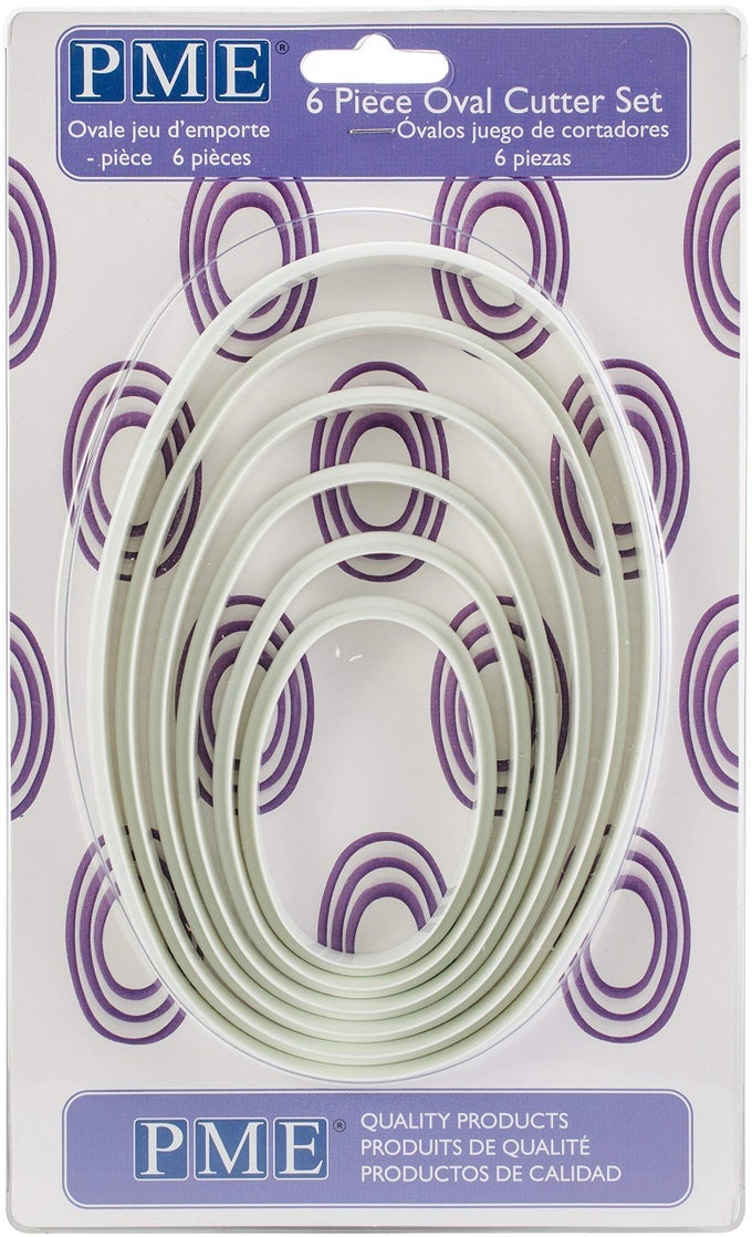 OVAL CUTTERS FOR CAKE DECORATING SET OF 6 WHITE