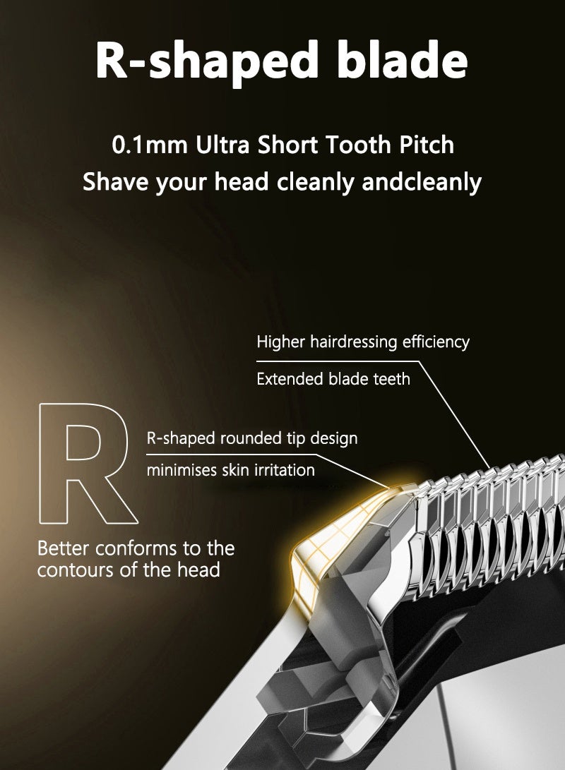 CAYGA Professional Hair Clippers with LCD Display for Men, Electric Mens Clippers and Trimmers Set with 6 Comb Attachments, Mini Cordless Hair Trimmer Suitable for Home and Salon (Silver) - Image 4