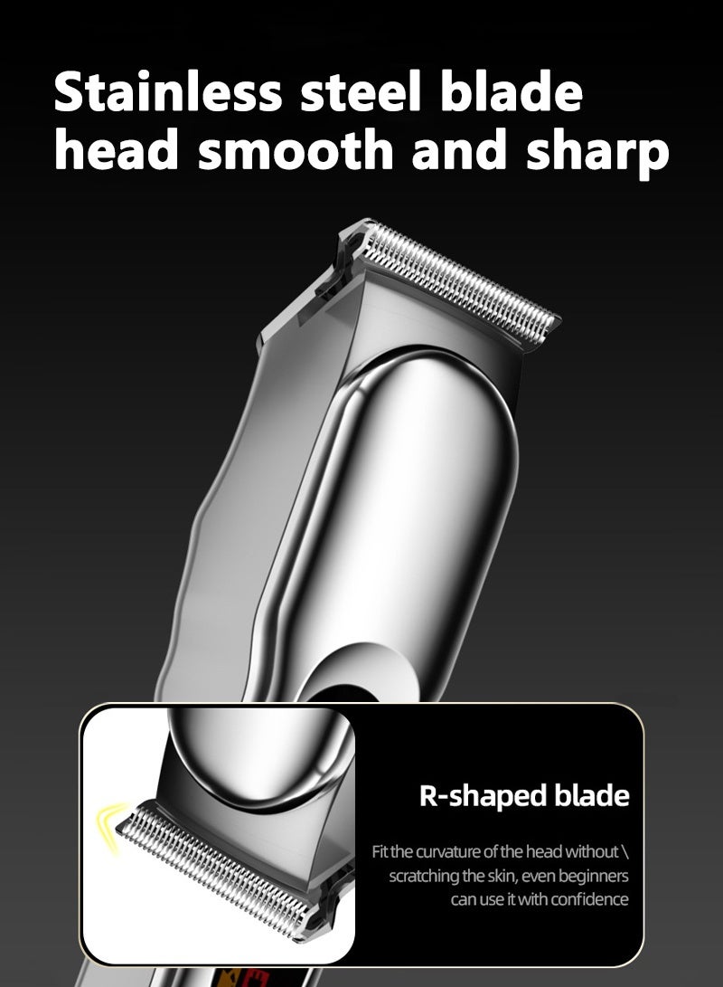 CAYGA Professional Hair Clippers with LCD Display for Men, Electric Mens Clippers and Trimmers Set with 6 Comb Attachments, Mini Cordless Hair Trimmer Suitable for Home and Salon (Silver) - Image 3