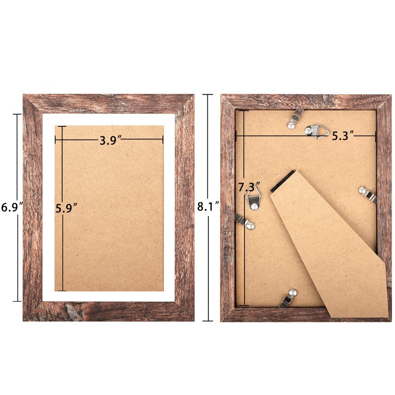 TOFOREVO إطارات صور Toforevo 5x7 مجموعة من 2 إطار صور الحبوب الخشبية لتصاعد الجدار أو عرض الطاولة - Image 3