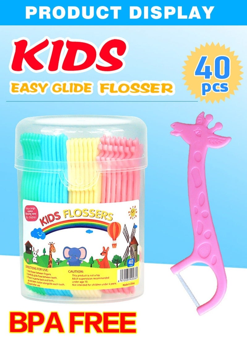 usmile 40 children's dental floss, designed in animal shape for children, reduces irritation to the gums while cleaning the gaps between teeth，dental floss toothpick,teeth stick,tooth picks,floss picks,teeth cleaning - Image 2