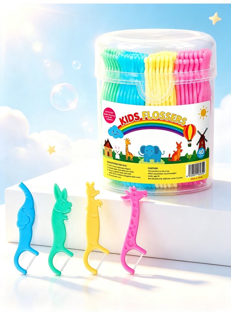 usmile 40 children's dental floss, designed in animal shape for children, reduces irritation to the gums while cleaning the gaps between teeth，dental floss toothpick,teeth stick,tooth picks,floss picks,teeth cleaning - Image 1