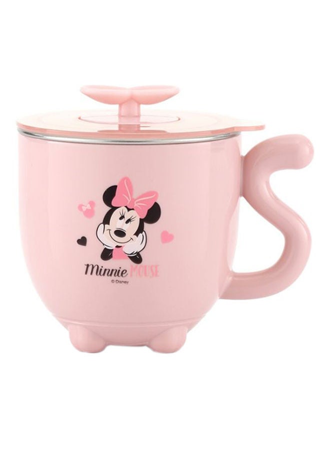 ديزني كوب قهوة عازل مصنوع من الستانلس ستيل بتصميم كرتوني على شكل شخصية ميكي، مناسب للمكتب وردي 15سنتيمتر