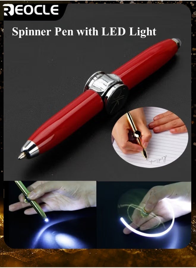 REOCLE Fidget Pen Spinner Pen with LED Light Multi Functional Help Stress Reducer Help Thinking Ballpoint Pen Rotating Anti Stress Anxiety Gift Pen - Image 1