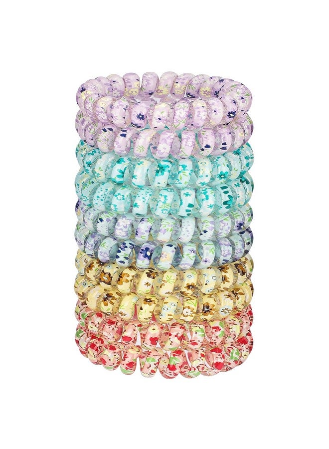 JessLab JessLab Spiral Hair Ties for Ladies, 10-Pack Elastic Hair Ties, Cute Plastic Coil Hair Ties, No-Damage Hair Accessory for Women and Children with Thick or Thinning Hair, Mix Color 3  - Image 1