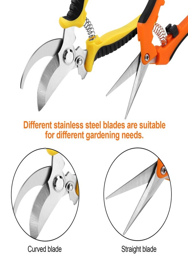 Oligei 2 Pack Pruning Shears, Garden Shears, Stainless Steel Pruning Shears for Gardening, Garden Clippers, Gardening Tools Scissors with Soft Grip Handle - Image 4