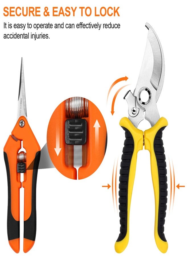 Oligei 2 Pack Pruning Shears, Garden Shears, Stainless Steel Pruning Shears for Gardening, Garden Clippers, Gardening Tools Scissors with Soft Grip Handle - Image 3